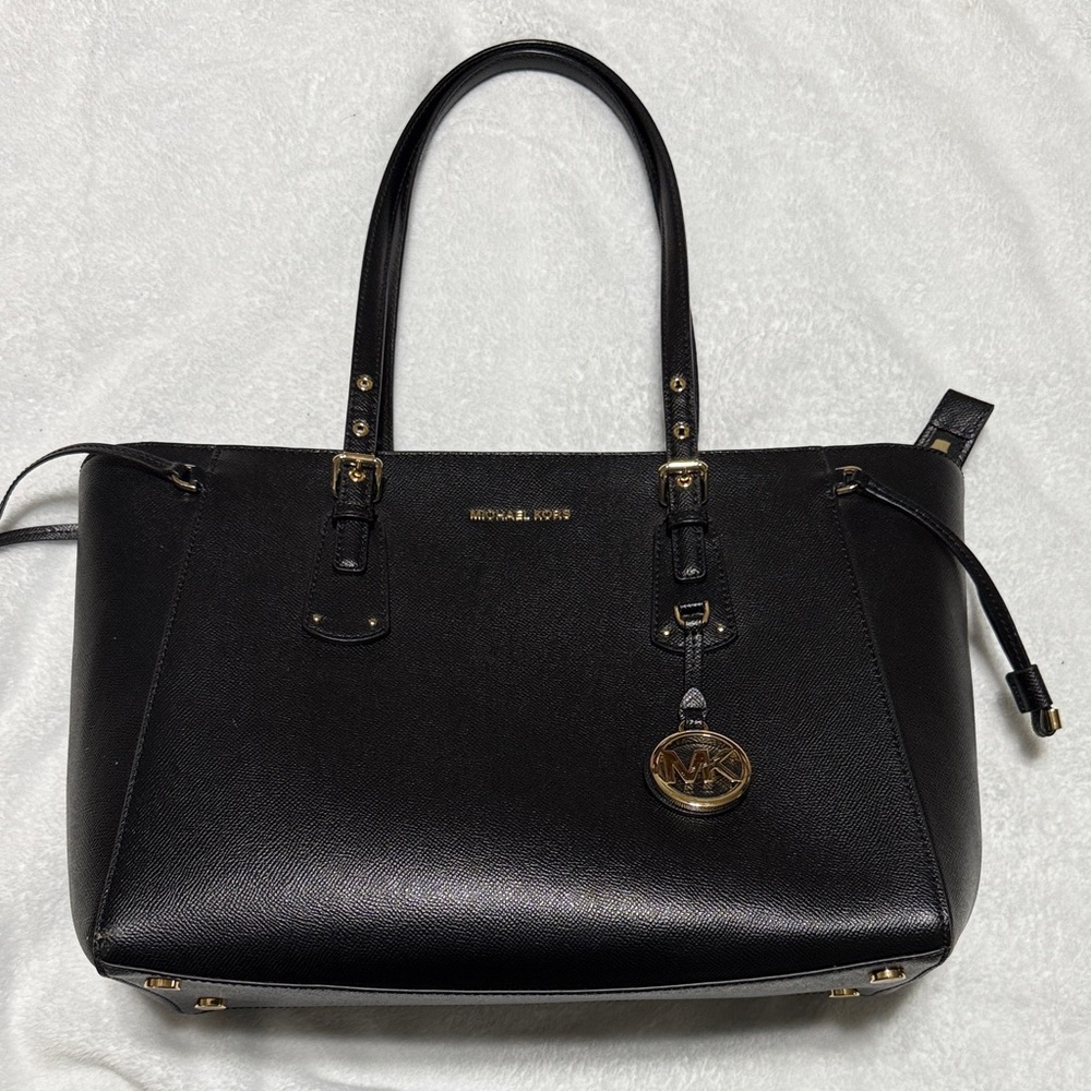 Michael Kors Black Satchel with Gold Accents